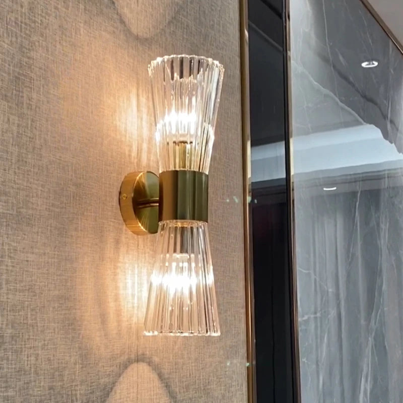 applique murale moderne en acier inoxydable avec verre transparent - vue 1 sur 9