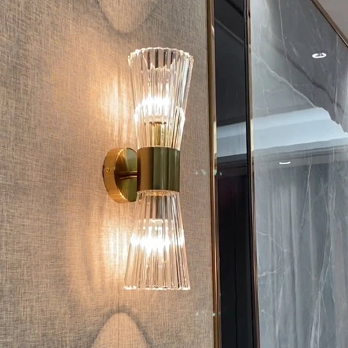 applique murale moderne en acier inoxydable avec verre transparent - vue 2 sur 9