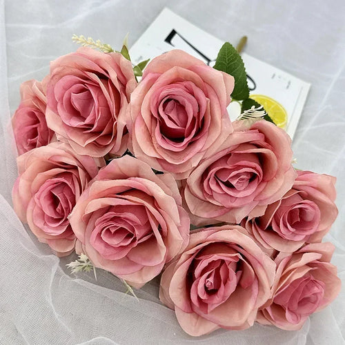 bouquet de roses artificielles en soie pour décoration de mariage - vue 12 sur 15