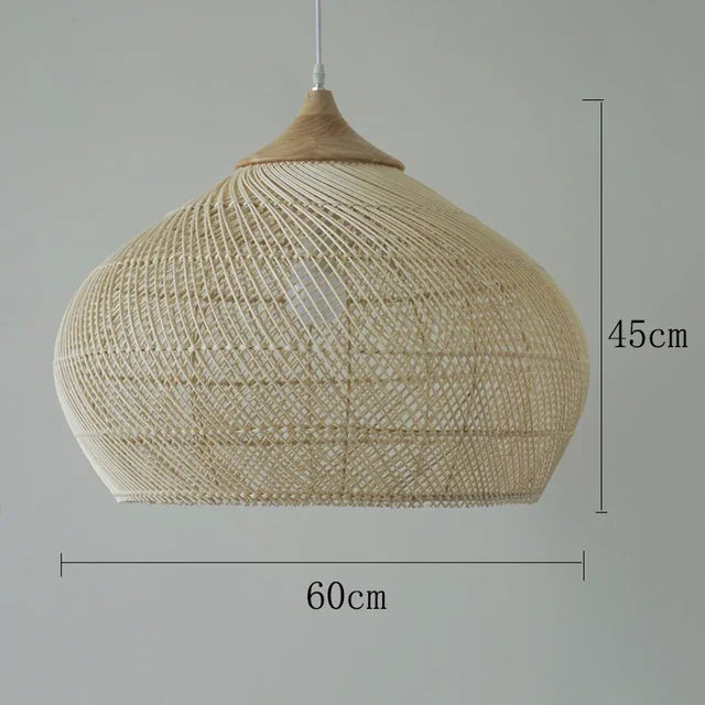 Modern art minimalist retro chandelier suitable for living room, dining room, farmhouse, natural rattan and willow chandelier - vue 8 sur 21