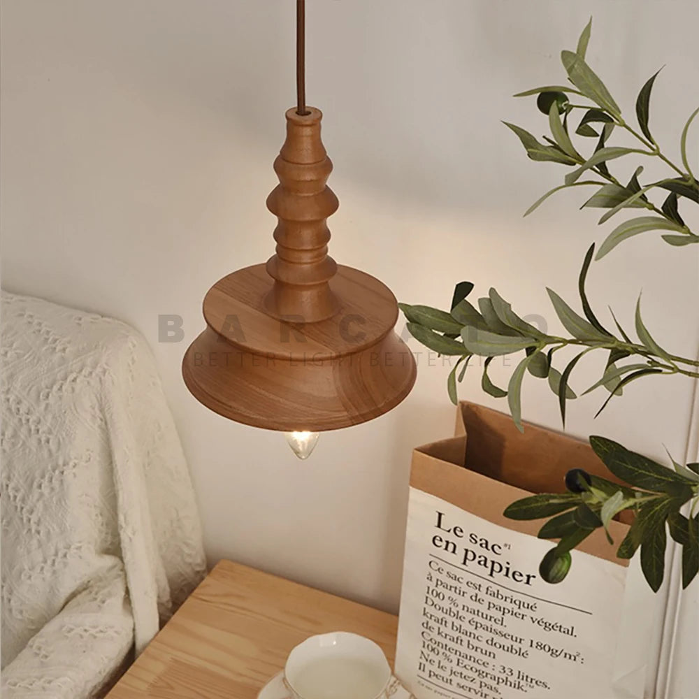 Éclairage intérieur moderne bois luminaire suspendu en bois nordique Restaurant Bar à côté de la lumière lustre ombre bois E14 110 V 220 V - vue 3 sur 8