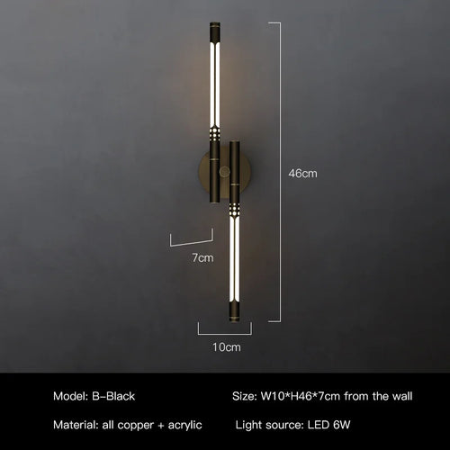applique murale led design moderne en cuivre pour intérieur décoratif - vue 8 sur 12