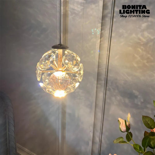 suspension moderne de luxe avec design en diamant lumineux - vue 4 sur 9