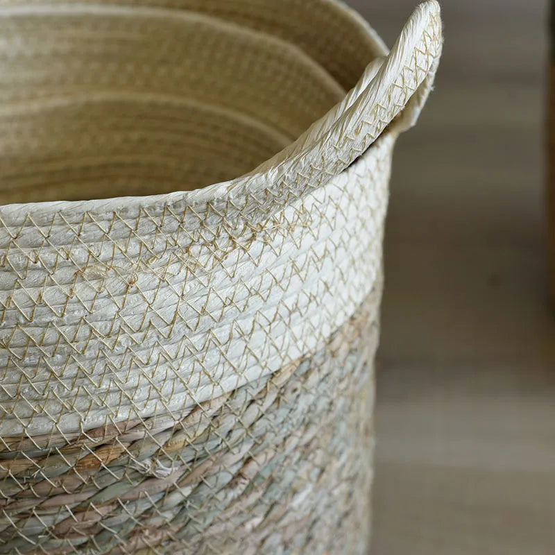 panier de rangement en paille pour décoration artisanale moderne - vue 5 sur 12