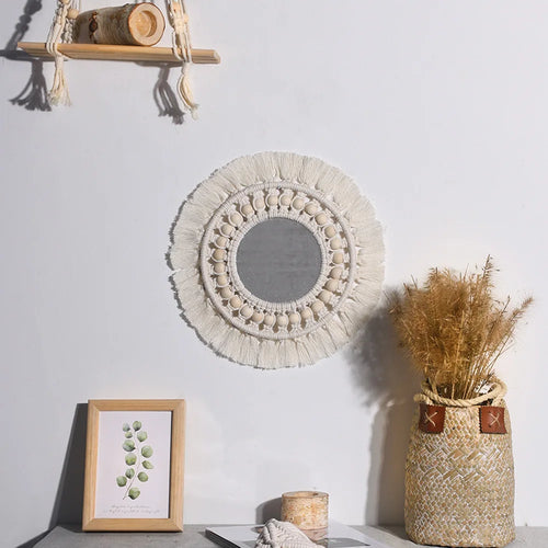 miroir mural en macramé style bohème pour décoration intérieure - vue 9 sur 13