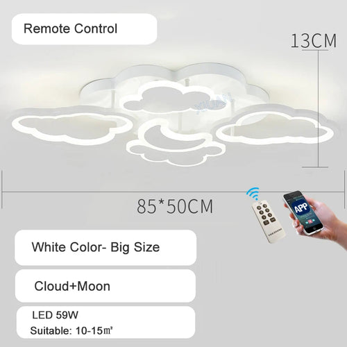 lustre led moderne en forme de lune étoile nuage pour enfants - vue 11 sur 25