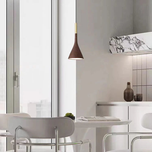 suspension moderne en métal imitation bois avec cordon réglable - vue 4 sur 8