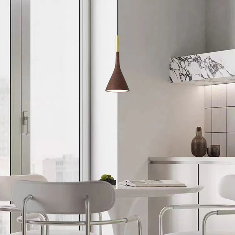 suspension moderne en métal effet bois design réglable - vue 3 sur 8