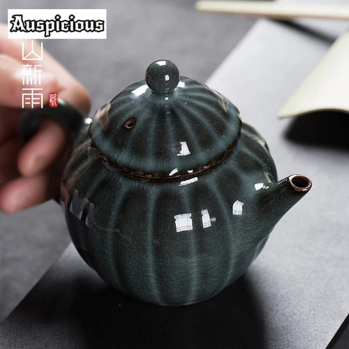 théière artisanale celadon style longquan avec filtre 200ml - vue 3 sur 7