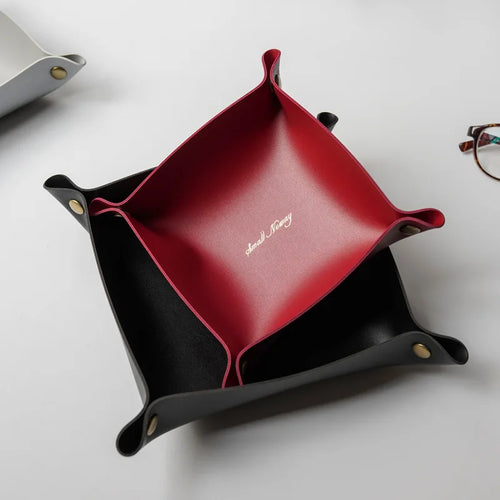 plateau de rangement en cuir pour bureau et bijoux - vue 3 sur 16