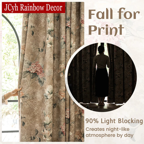 Rideau occultant floral style chinois traditionnel salon chambre - vue 2 sur 8
