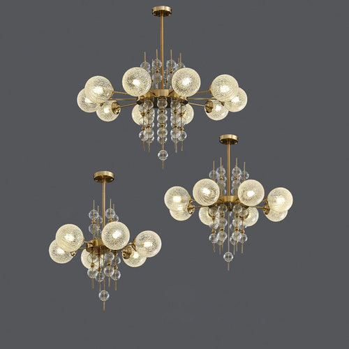 lustre à bulles classique en chrome doré tendance 2024 avec éclairage led - vue 7 sur 9