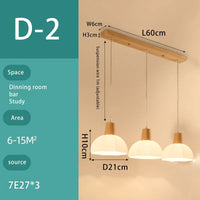 lustre en bois massif et verre luminaire suspendu