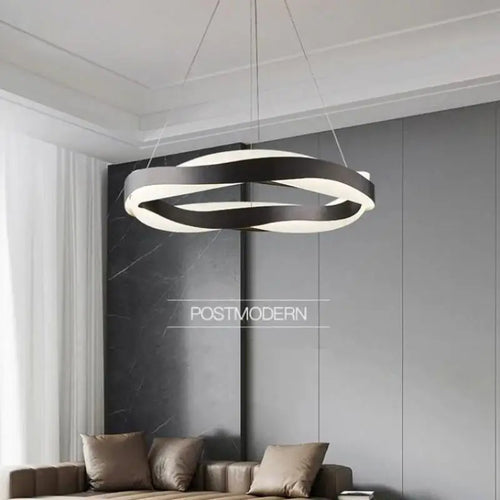 lustre moderne en acier led avec suspension en acrylique - vue 4 sur 18