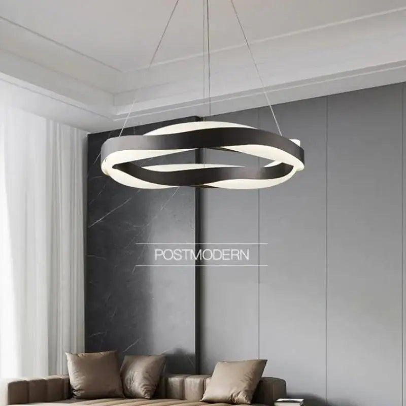 lustre moderne en acier led avec suspension en acrylique - vue 4 sur 18