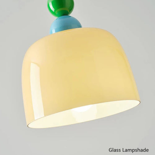 lustre en bois et verre pour bar maison avec led intégrée - vue 6 sur 7