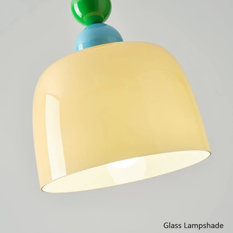 lustre en bois et verre pour bar maison avec led intégrée - vue 5 sur 7