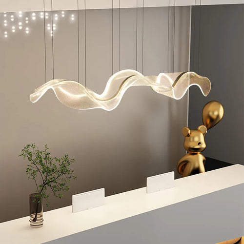 lustre led design moderne pour intérieur réglable en acrylique transparent - vue 2 sur 8