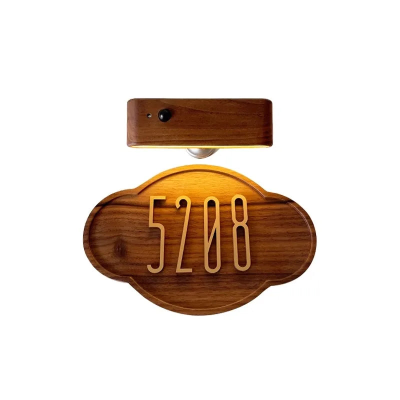DIY Customizable English alphabet Walnut Wood Retro, Decorative Plaque Charge Inductive Lighting for Entrance Door, commercial - vue 5 sur 6