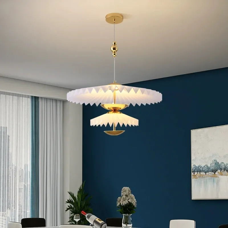 lustre plissé pliant minimaliste led soucoupe volante - vue 1 sur 12