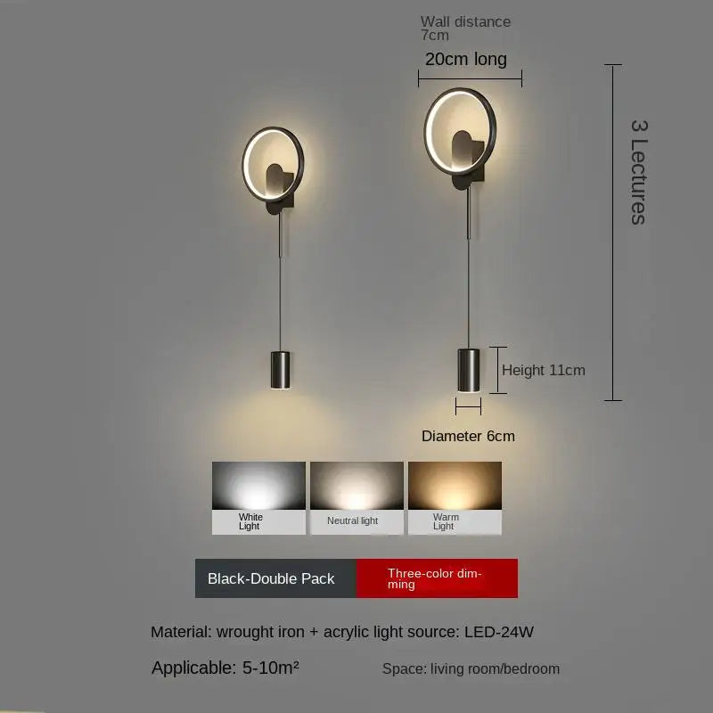 Nordic minimalist living room background wall light, modern creative corridor hallway light, bedroom bedside decorative light - vue 11 sur 13