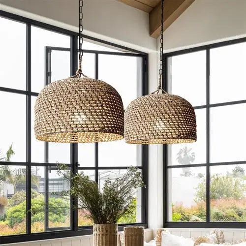 Suspension semi-circulaire en corde de chanvre orientale - vue 3 sur 10