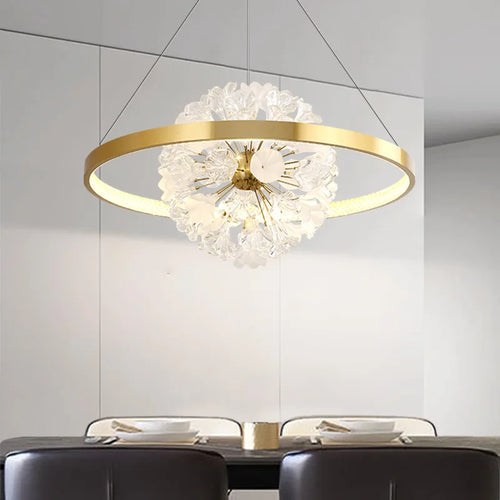 lustre moderne en verre en forme de fleur pour éclairage intérieur - vue 3 sur 17