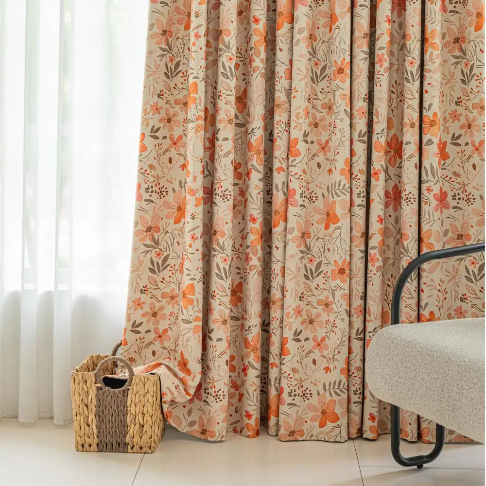 Rideau occultant motif floral moderne pour salon chambre - vue 3 sur 7