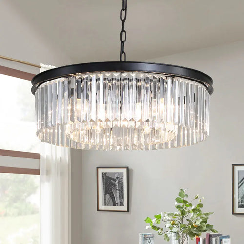 suspension rétro en métal doré design avec cristal à LED - vue 3 sur 26