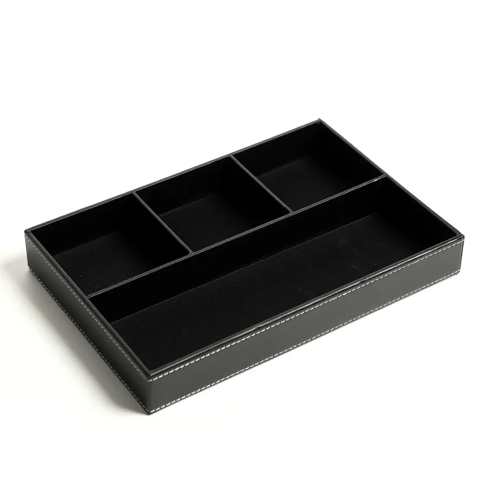 plateau de rangement en similicuir avec 5 compartiments pratiques - vue 12 sur 12