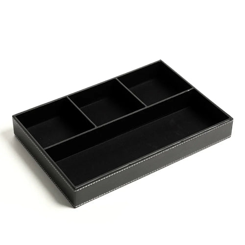 plateau de rangement en similicuir avec 5 compartiments pratiques - vue 13 sur 12