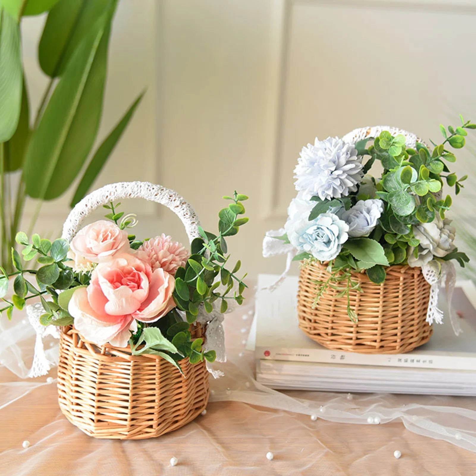 panier à fleurs mariage avec nœud papillon grande capacité polyvalent - vue 5 sur 16