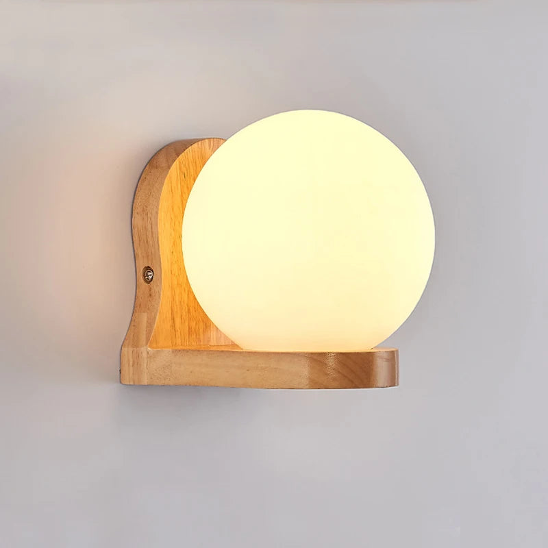 applique murale décorative nordique en verre et bois design intérieur - vue 10 sur 14