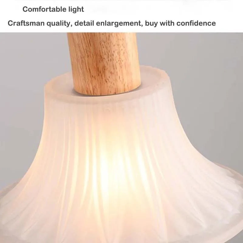 Suspension LED en verre nordique moderne en bois - vue 6 sur 23
