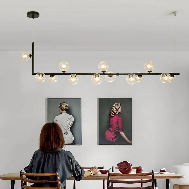 Kitchen Island Ceiling Chandelier Dining Table Glass Pendant Lamp Led Suspension Luminaire Hanging Light - vue 1 sur 14
