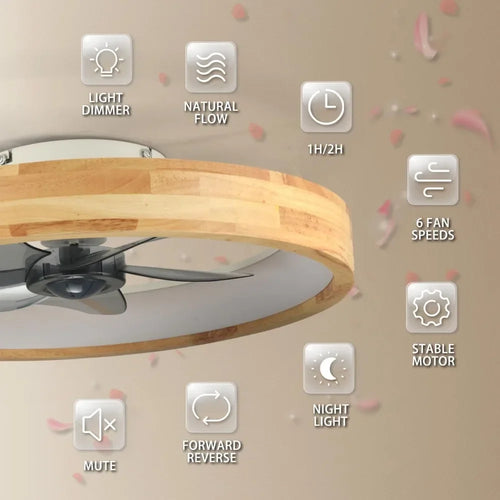 plafonnier ventilateur led avec minuterie télécommande et pales réversibles - vue 7 sur 6