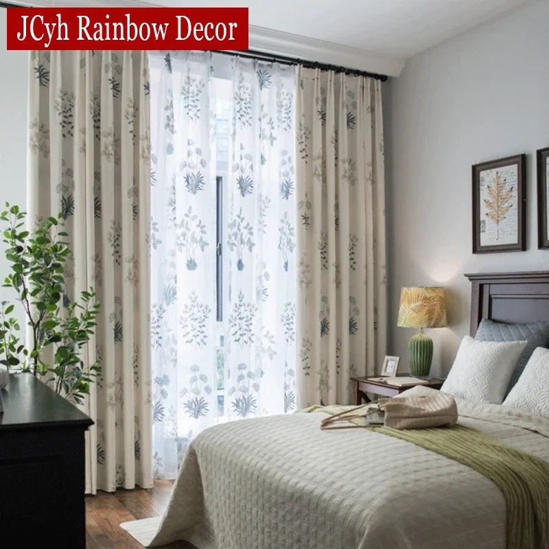 Rideau moderne motif feuilles pour salon chambre