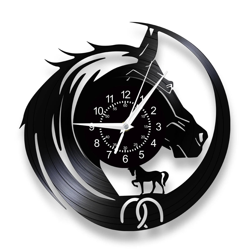 horloge murale vinyle cheval décoration équestre artisanale cadeau unique - vue 20 sur 22