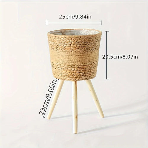 pot en bois tressé pour fleurs et rangement décoratif intérieur - vue 8 sur 10