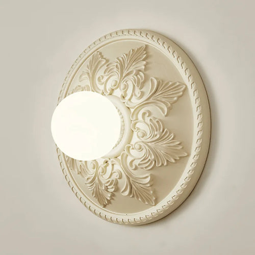 applique murale ronde rétro en verre blanc haut de gamme - vue 2 sur 8