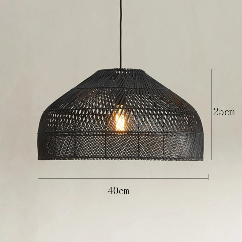 suspension vintage en rotin style asiatique pour décoration intérieure