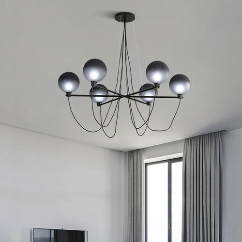 lustre nordique boule en verre style industriel rétro - vue 6 sur 7
