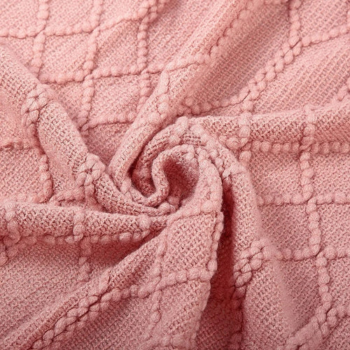 plaid tricot léger pompons style cosy canapé lit - vue 4 sur 6