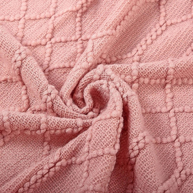 plaid tricot léger pompons style cosy canapé lit - vue 3 sur 6