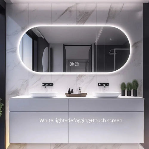 miroir intelligent elliptique lumineux anti-buée trois couleurs mural - vue 9 sur 18