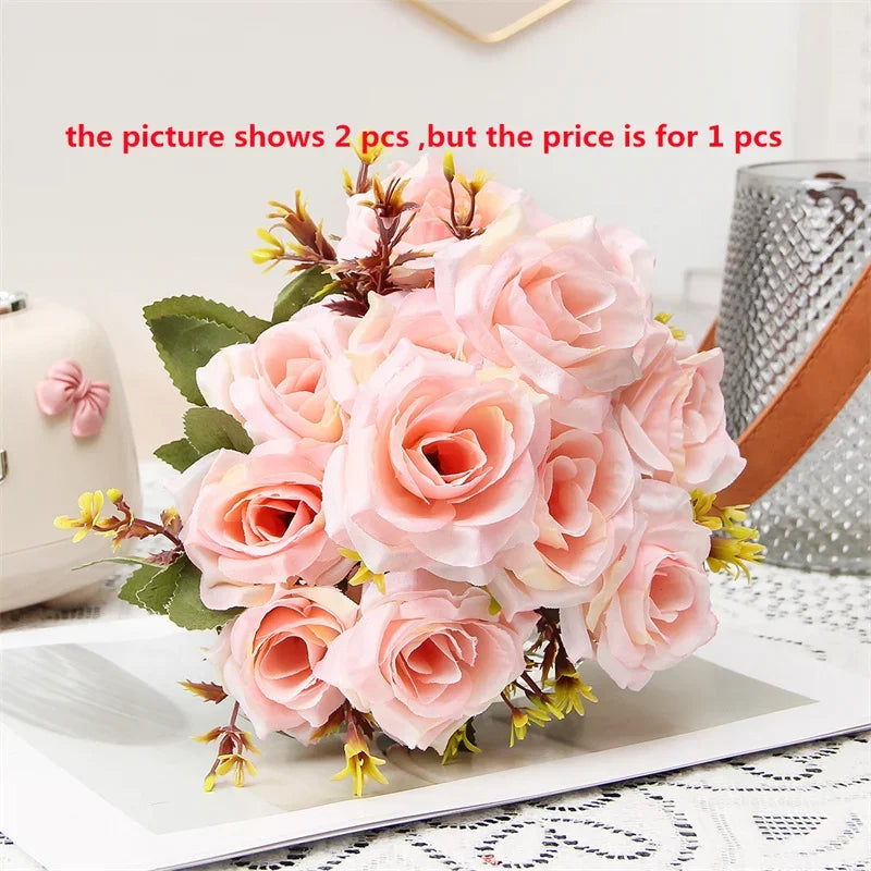 bouquet de roses décoratives en soie parfum de miel pour décoration intérieure - vue 10 sur 12