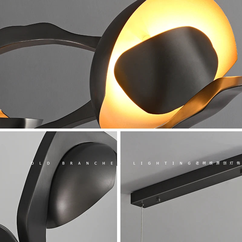Lustre design nordique Restaurant salle à manger lampe d'ambiance décorative noir en acier inoxydable lustres haut de gamme 2023 - vue 5 sur 8