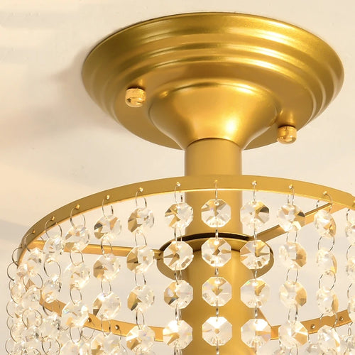 plafonnier led en cristal doré pour décoration intérieure - vue 4 sur 7