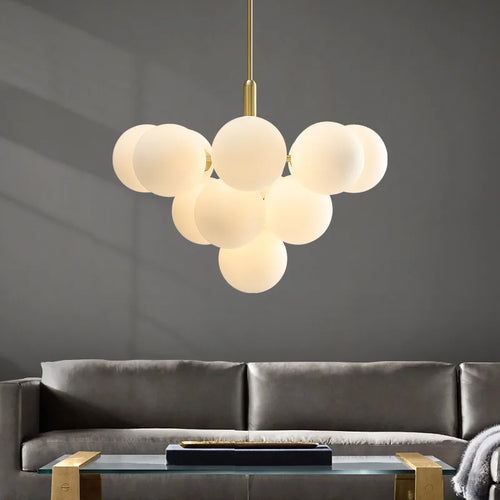 suspension LED design nordique en boule de verre - vue 2 sur 12