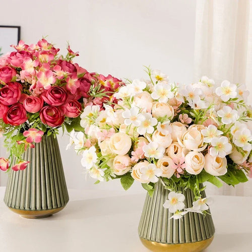 bouquet de fleurs artificielles en soie pour décoration intérieure - vue 5 sur 12